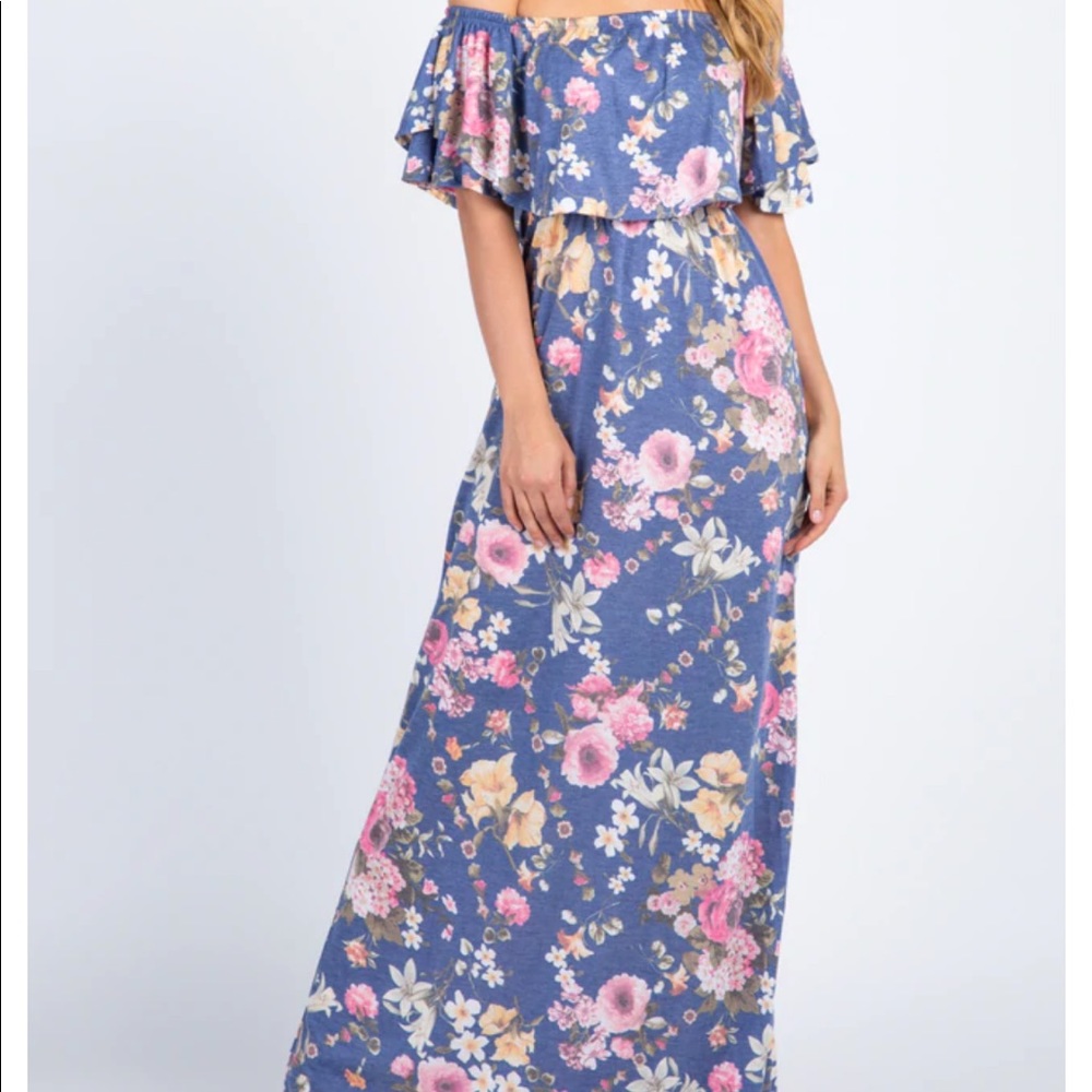 Blue floral maxi dress